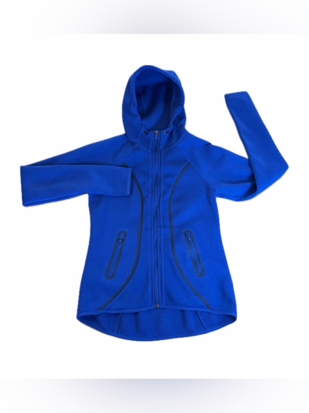 Athleta Fuse Scuba Jacket Hooded Full Zip Admiral Blue Women’s Size XS